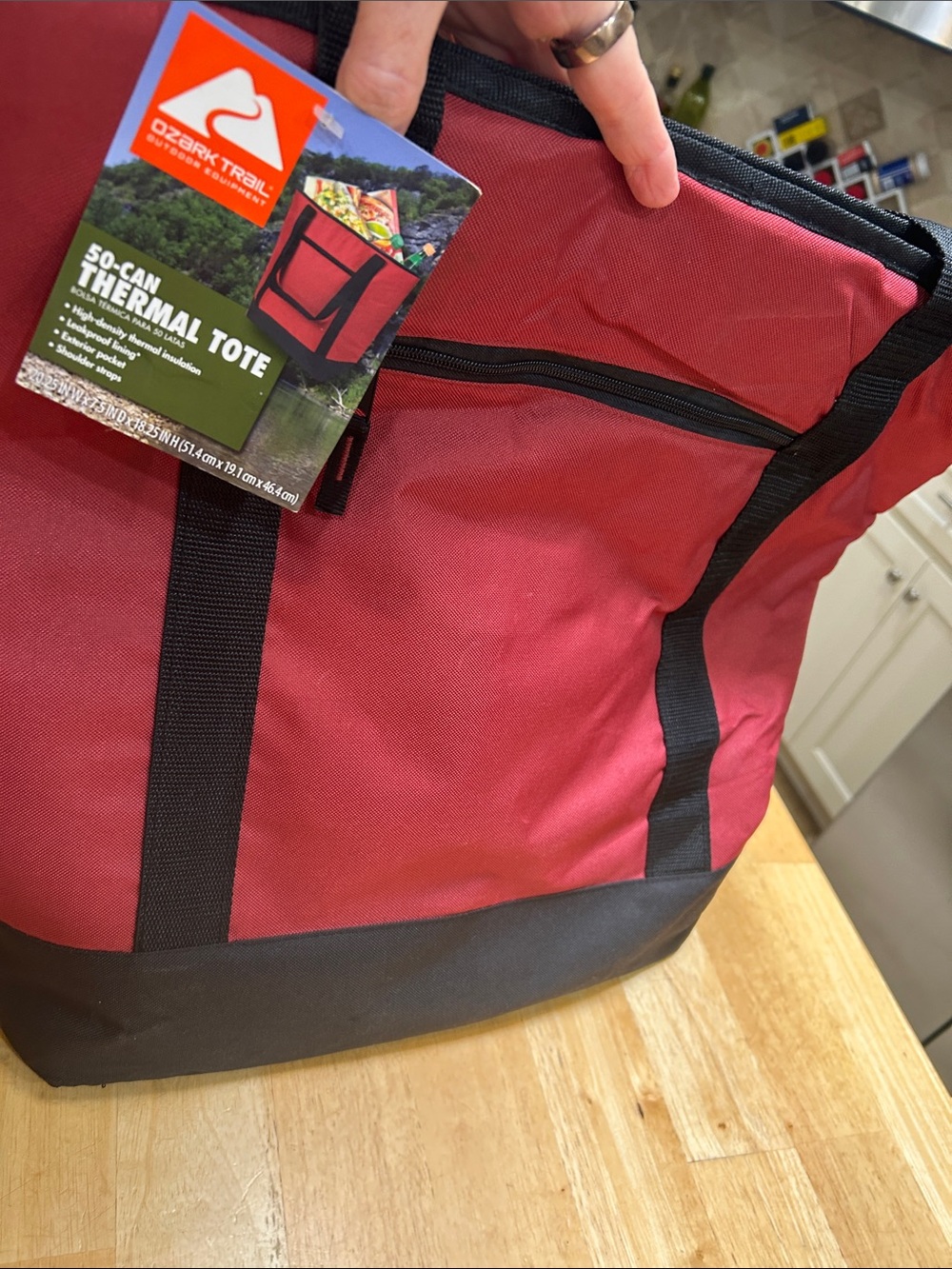 Ozark Trail Red and Black High-density Insulated Tote Bag with Leakproof Lining